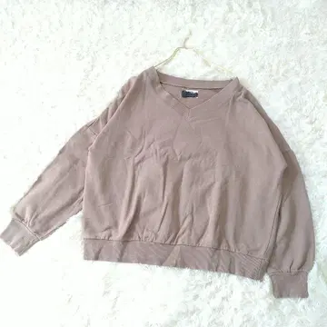 pattern torso 오버 사이즈 V넥 긴팔 T셔츠 모카 베이지 F