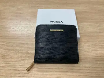 MURUA 블랙 가죽 접이식 지갑