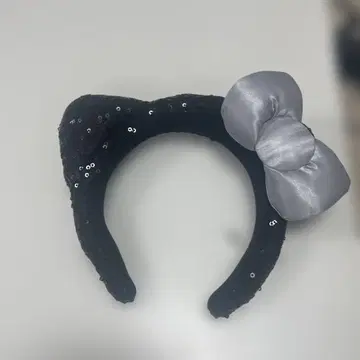 키티 고양이 귀 머리띠 스팽글 블랙 실버