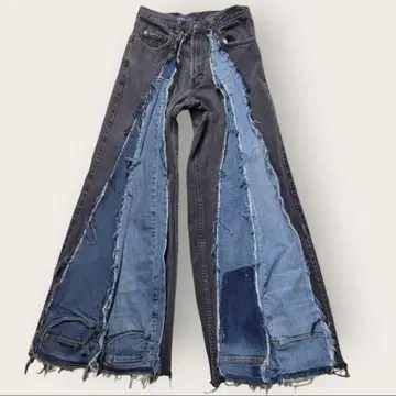 부츠컷 패치워크 리메이크 데님