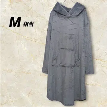 여성용 후드 부착 착용 담요 그레이 M~L 포켓 부착 룸웨어