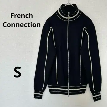 프렌치 커넥션 집업 니트 스웨터 블랙 남성용 레트로