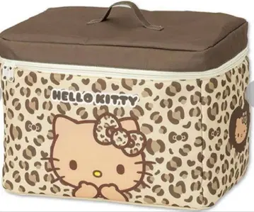 새상품 키티 뚜껑 포함 수납 박스 일광화상 갸루 브라운 레오파드 무늬