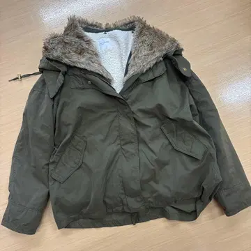 올리브 플리스 안감 퍼 자켓