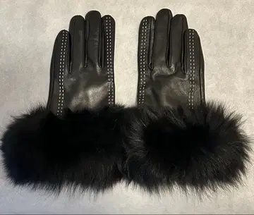블랙 가죽 퍼 장갑