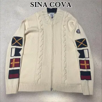 00's SINA COVA 드라이버즈 니트 더블 지퍼 국기 케이블