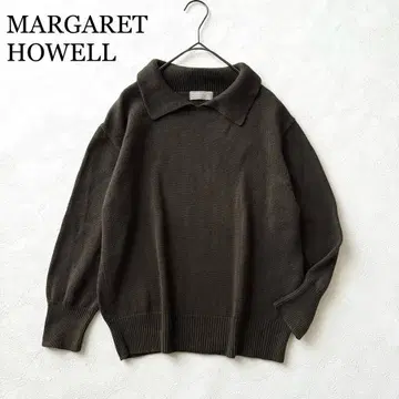 2634Z 마가렛호웰 카라 부착 니트 면100 카키 M