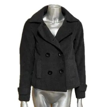 울 소재 다크 그레이 피 코트 가을/겨울