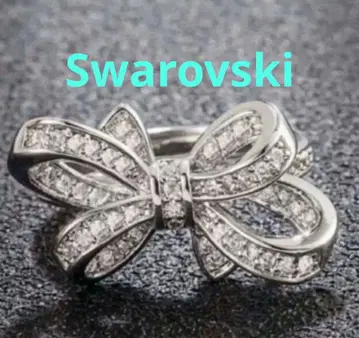 리본 모티브 스와로브스키 CZ (화이트 골드)