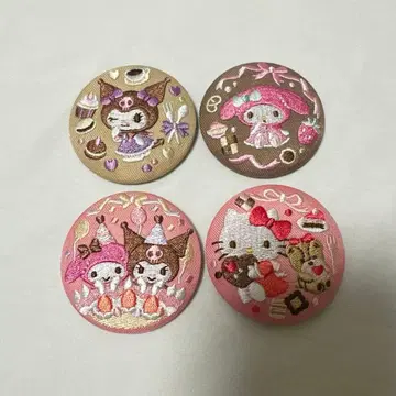 산리오 자수 캔뱃지 키티 마이멜로디 쿠로미 시크릿
