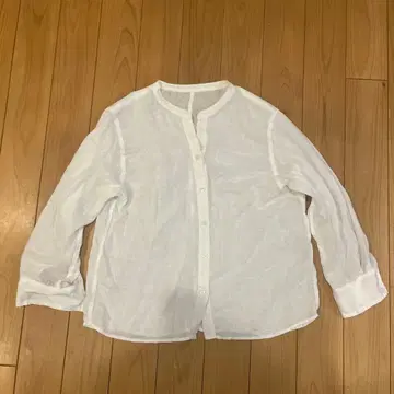 린넨 화이트 긴팔 버튼 셔츠