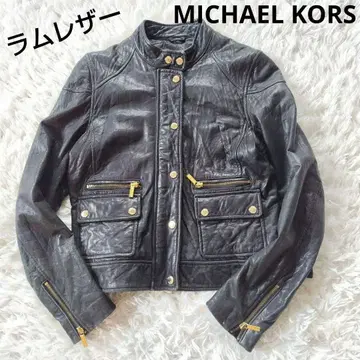 마이클코어스 램 가죽 싱글 라이더 가죽 재킷 올 패턴 블랙