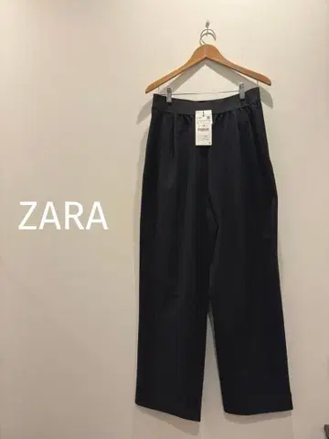 택 포함 새상품 ZARA 스트라이프 와이드 팬츠 이지 팬츠 네이비 L