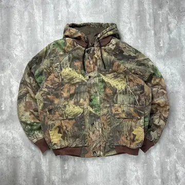 닥스백 가죽 택 두꺼운 지퍼 후드티 리얼트리 카모 XL 5887