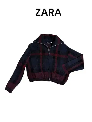 ZARA 체크 무늬 집업 스웨터