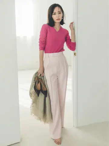 [ 새상품급 ] 더블 새틴 스트레이트 팬츠 핑크 M 아뉴앙스