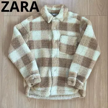 새상품급 ZARA 플리스 자켓 베이지와 화이트 체크