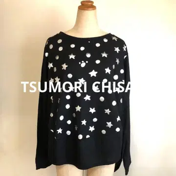TSUMORI CHISATO 도트 별 발바닥 프린트 긴팔 울 티셔츠