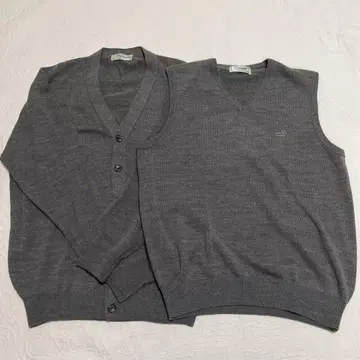 크로커다일 그레이 가디건과 니트 베스트 세트 사이즈 M