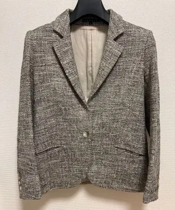 띠어리 테일러드 트위드 자켓 그레이