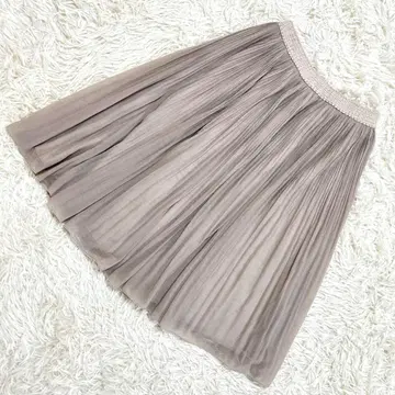 내추럴 뷰티 베이지 무릎 기장 플리츠 스커트 허리밴딩 안감 S