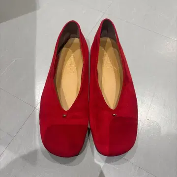 LE TALON 빨간색 스웨이드 플랫슈즈 25cm