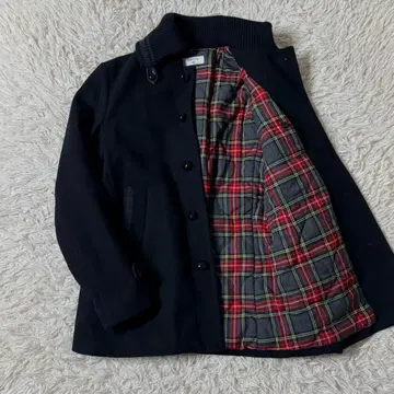 [새상품급] 에디피스 울 코트 퀼팅 체크 호두 버튼