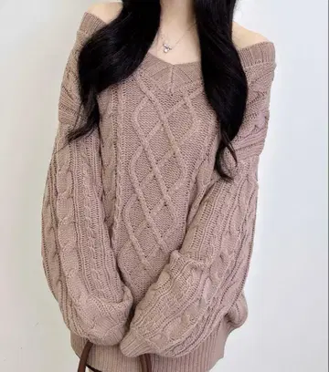 2Way 케이블 루즈 튜닉 니트 INGNI 모카