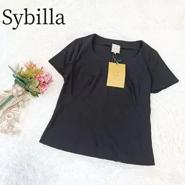 미사용 택 포함 [ 시빌라/Sybilla ] 반팔 코튼 셔츠 워셔블 블랙