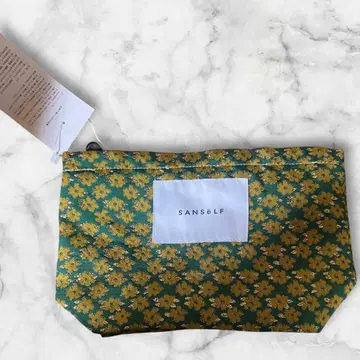 SANSSELF 그린과 옐로우 컬러 꽃무늬 파우치