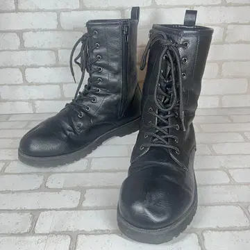 레이스업 사이드 지퍼 부츠 25.0cm