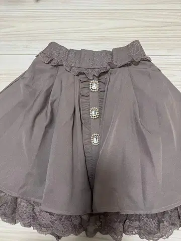 ROJITA 비쥬 단추 밑단 레이스 스커트 (핑크)