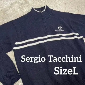 세르지오 타키니 하프 지퍼 모크넥 니트 남성용 네이비 L