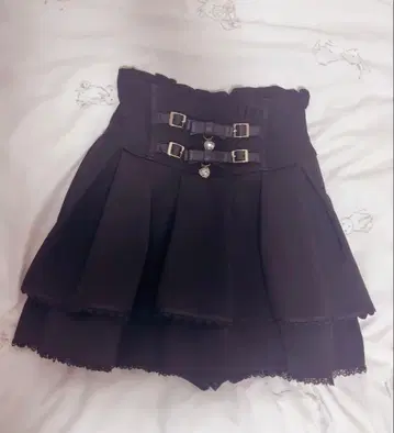 LIZLISA 2단 리본 벨트 치마바지 블랙