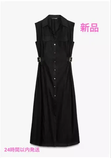 ZARA 슬리브리스 셔츠 원피스 블랙 S