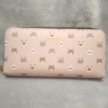 하자품 새상품 파라다이스 피크닉 고양이 핑크 장지갑