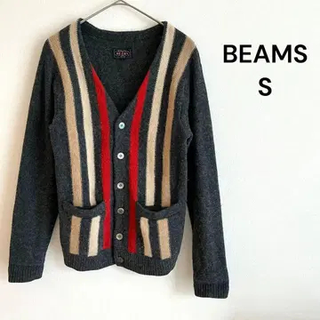 BEAMS 플러스 니트 가디건 스트라이프 측면 울 캐주얼 S