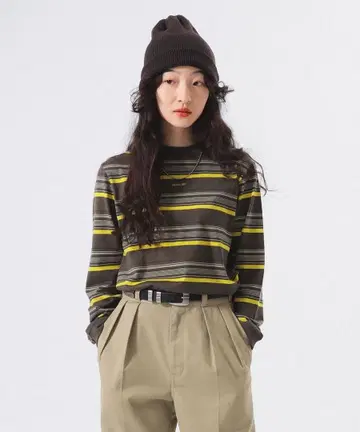 새상품 BEAMS BOY 자수 보더 롱 슬리브 T셔츠