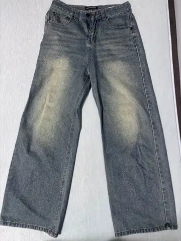 와이드 레그 데님 애쉬드 그린