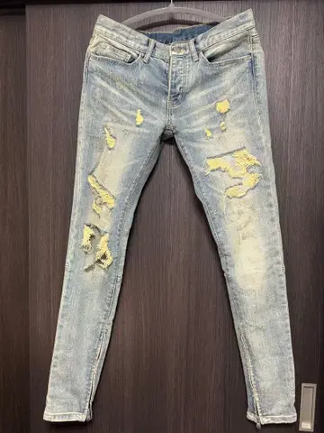 mnml 데미지 가공 스키니 청바지