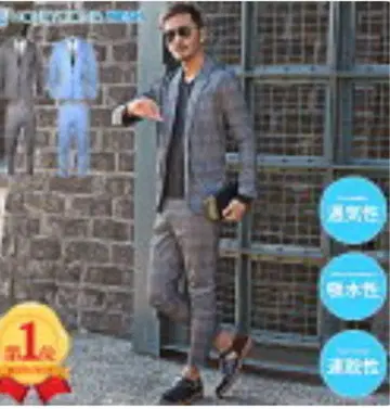 미사용 새상품 셋업 남성용 캐주얼 수트 윈도우페인 패턴 사이즈 LL