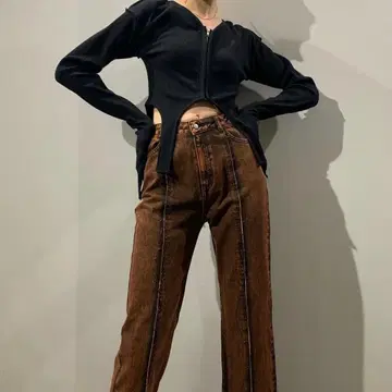 VIAVANDA V CUT DENIM PANTS (오렌지)