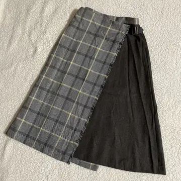 매킨토시 철학 롱 스커트 랩스커트 체크 무늬