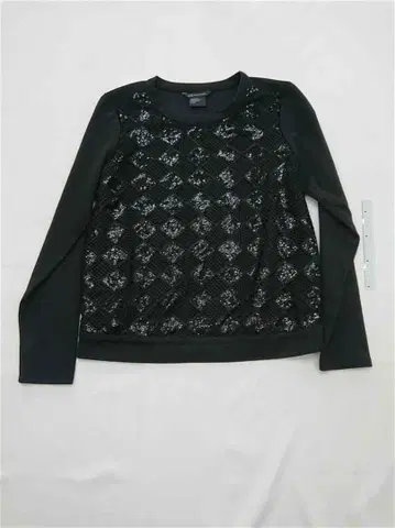 아르마니 익스체인지 긴팔 스팽글 장식 티셔츠 블랙 M