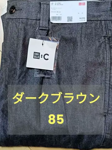 [유니클로C 최신작] 턱 스트레이트 팬츠/데님 [다크 브라운 85사이즈]
