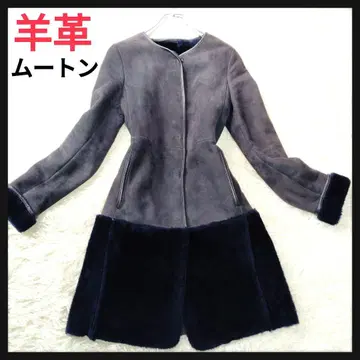 [ 레어 ] 리얼 무스탕 자켓 투톤 컬러 보아 램 가죽 양가죽