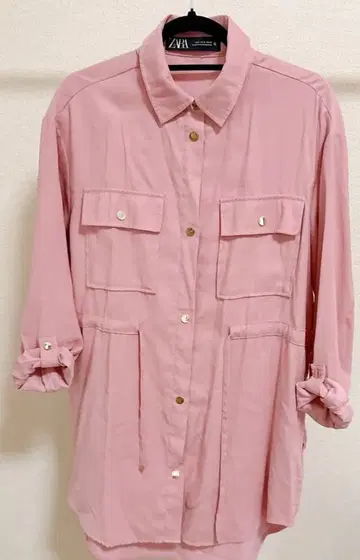 핑크 셔츠 롤업 소매
