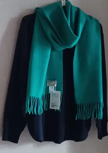 [ 미사용 택 포함 ] BEAUTY & YOUTH 캐시미어 머플러 그린