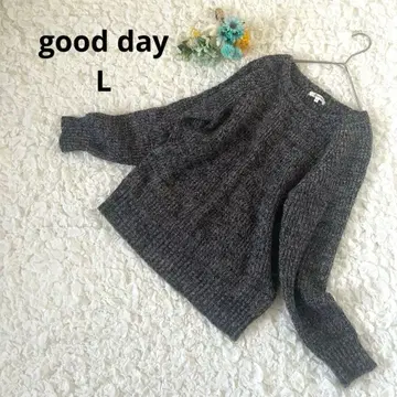 굿데이 니트 스웨터 긴팔 래글런 슬리브 믹스 워셔블 L