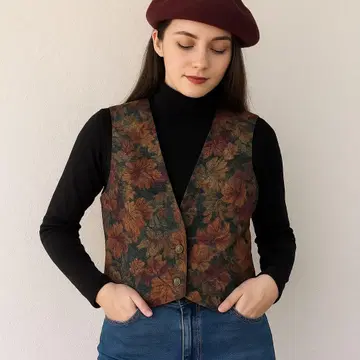 데보라 마레이 꽃무늬 고블랑 직조 베스트 S 캐나다제